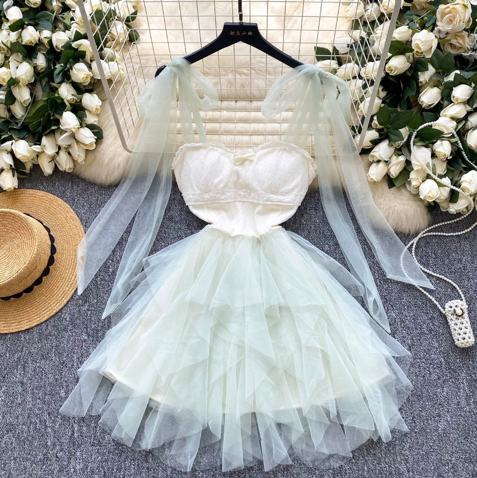 Fairy Lace-up Puffy Mesh Dress