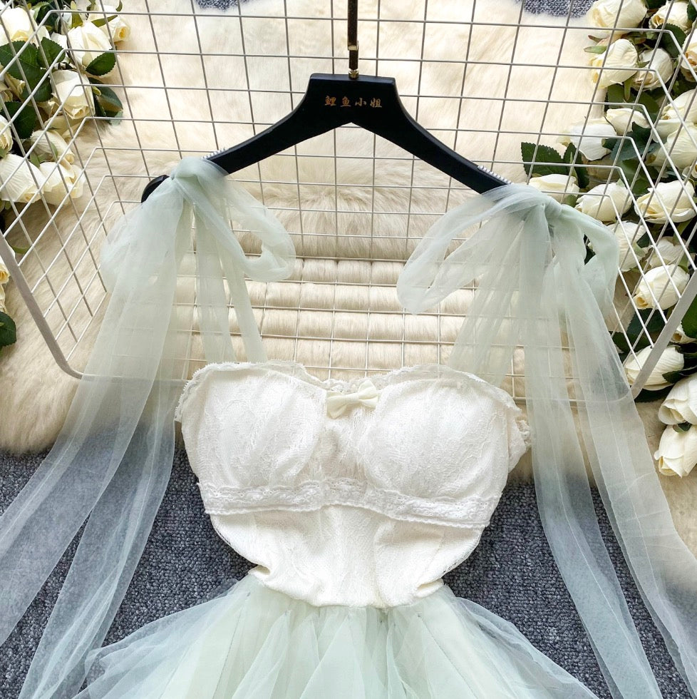 Fairy Lace-up Puffy Mesh Dress