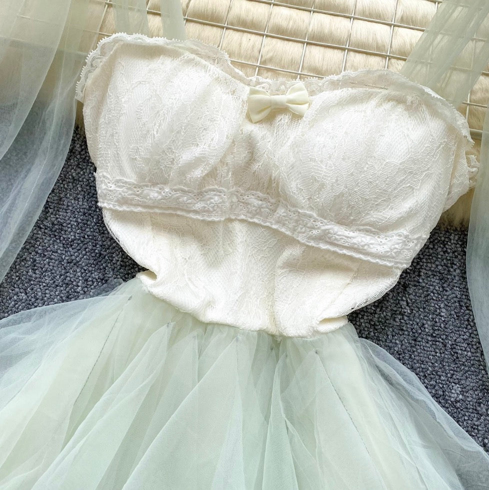 Fairy Lace-up Puffy Mesh Dress