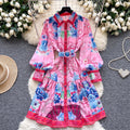 Courtly Polo Collar Printed Shirt Dress