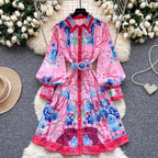 Courtly Polo Collar Printed Shirt Dress