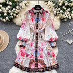 Courtly Polo Collar Printed Shirt Dress