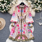 Courtly Polo Collar Printed Shirt Dress