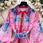 Courtly Polo Collar Printed Shirt Dress