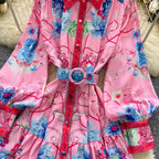 Courtly Polo Collar Printed Shirt Dress