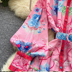 Courtly Polo Collar Printed Shirt Dress