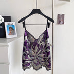 Chic Sequined Mesh Camisole Top