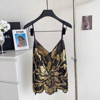 Chic Sequined Mesh Camisole Top