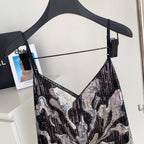 Chic Sequined Mesh Camisole Top