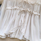 V-neck Flared Sleeve Chiffon Shirt