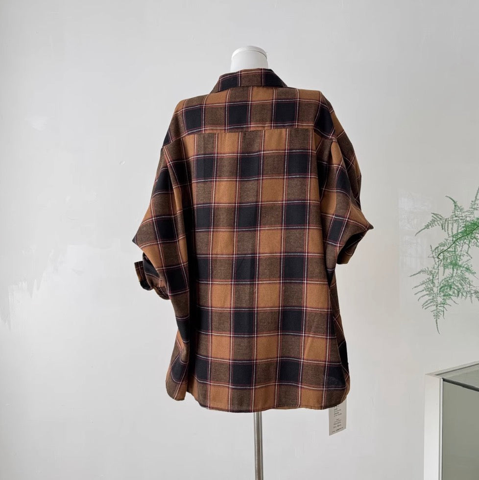Knotted Slip Dress & Plaid Shirt 2Pcs