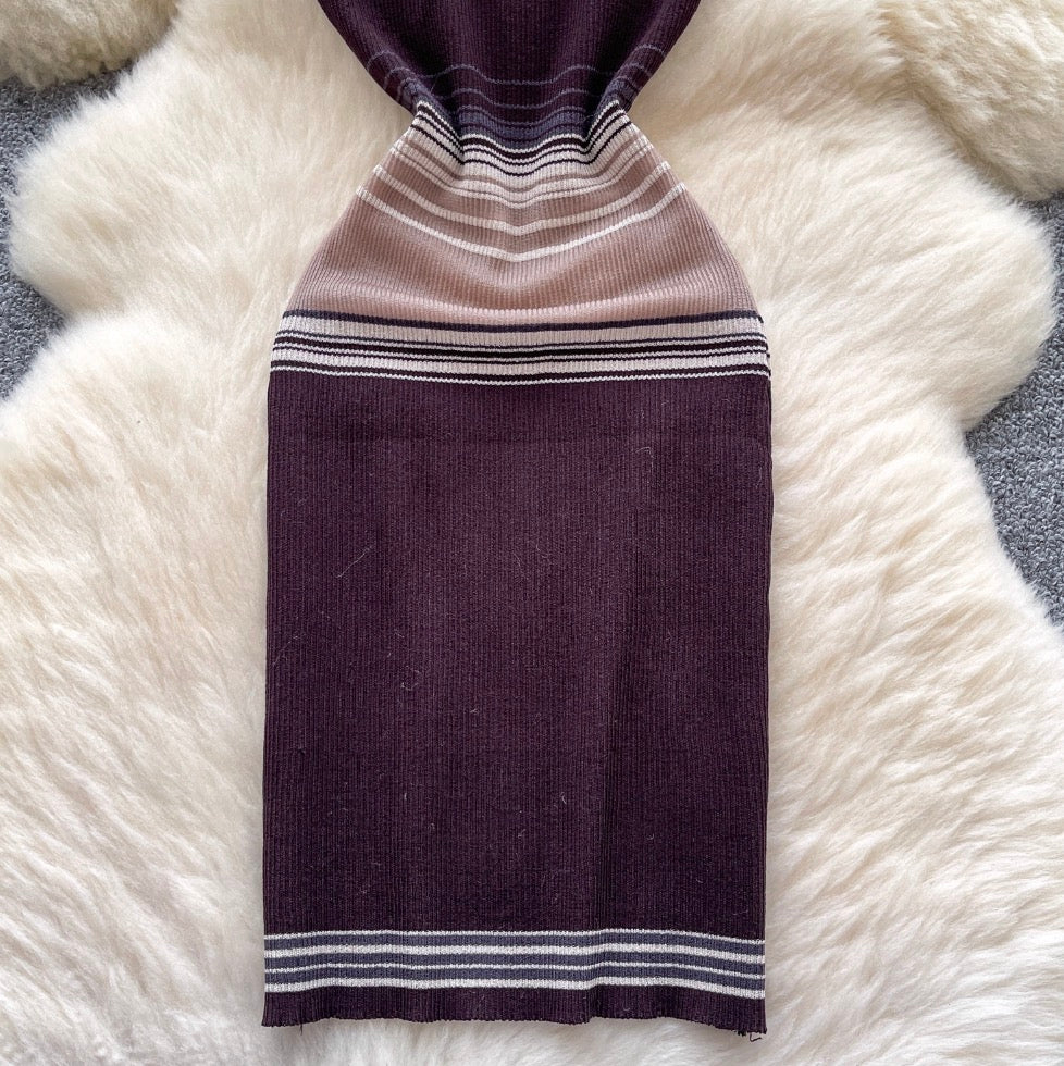 Color-blocking Striped Sleeveless Dress