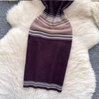 Color-blocking Striped Sleeveless Dress