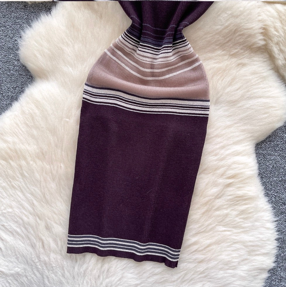 Color-blocking Striped Sleeveless Dress
