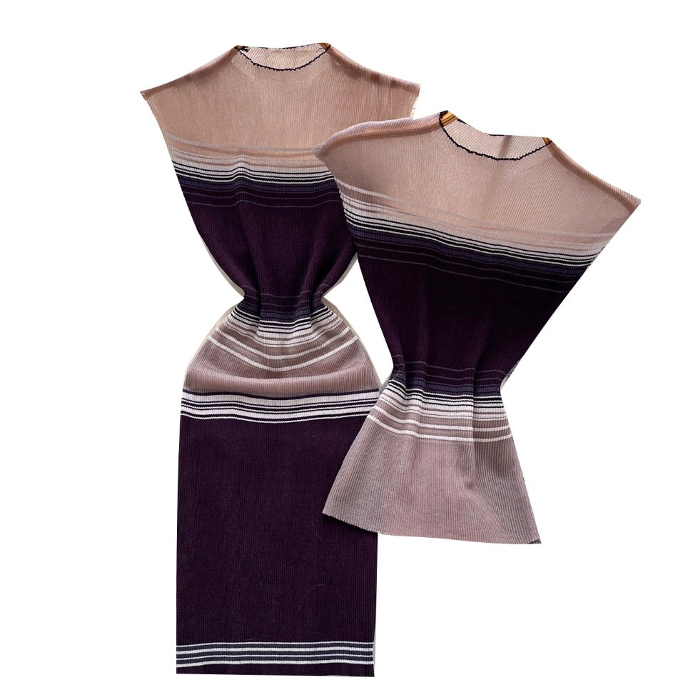 Color-blocking Striped Sleeveless Dress
