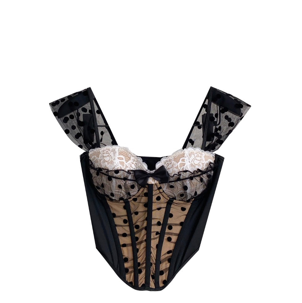 Polka Dot Black Lace Top