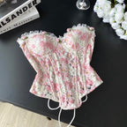 Sweetie Floral Embroidered Fishbone Top