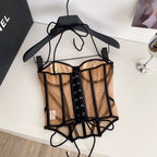 Color Blocking Patchwork Lace-up Camisole