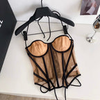 Color Blocking Patchwork Lace-up Camisole