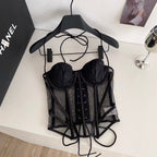 Color Blocking Patchwork Lace-up Camisole