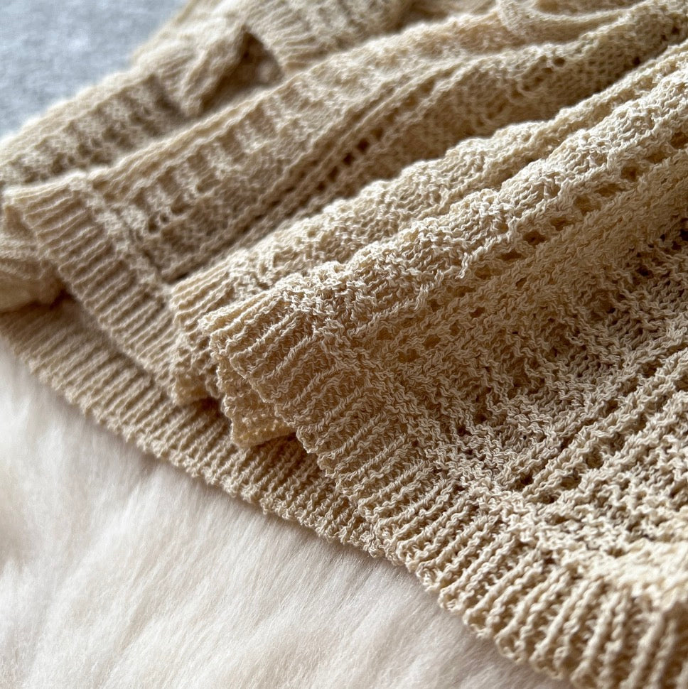 U-neck Knitwear & Trousers Hollowed 2Pcs