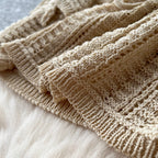 U-neck Knitwear & Trousers Hollowed 2Pcs