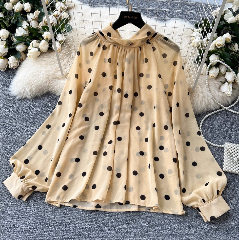 Polka Dot Shirt & Trousers Chiffon 2Pcs
