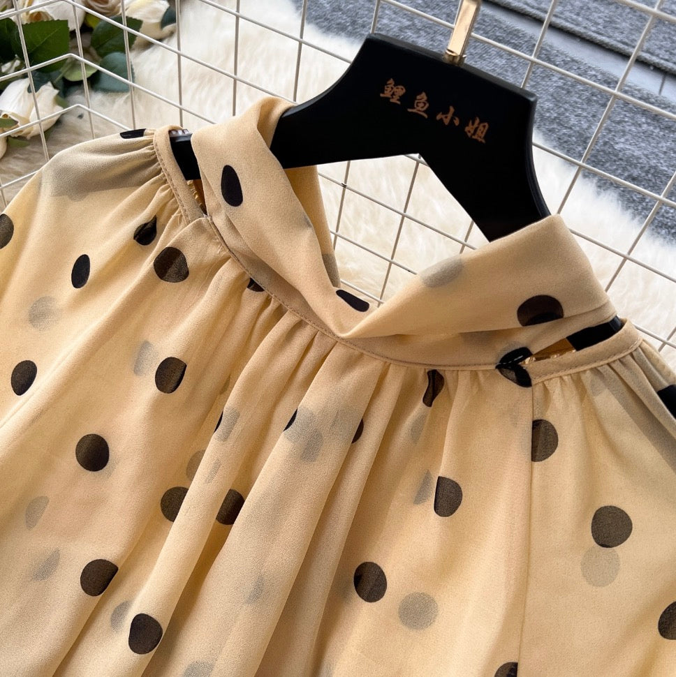 Polka Dot Shirt & Trousers Chiffon 2Pcs