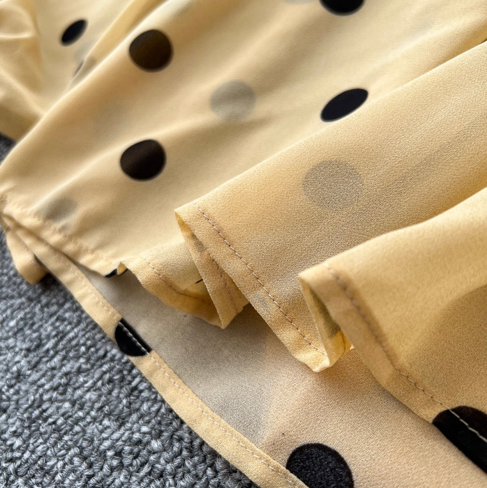 Polka Dot Shirt & Trousers Chiffon 2Pcs