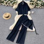 Vintage Denim Shirt & Skirt & Jeans 3Pcs