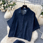 Vintage Denim Shirt & Skirt & Jeans 3Pcs