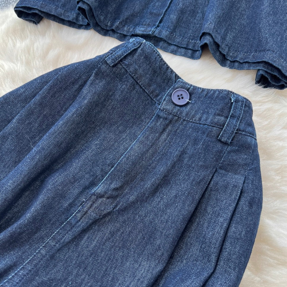 Vintage Denim Shirt & Skirt & Jeans 3Pcs