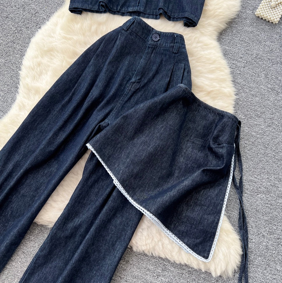 Vintage Denim Shirt & Skirt & Jeans 3Pcs