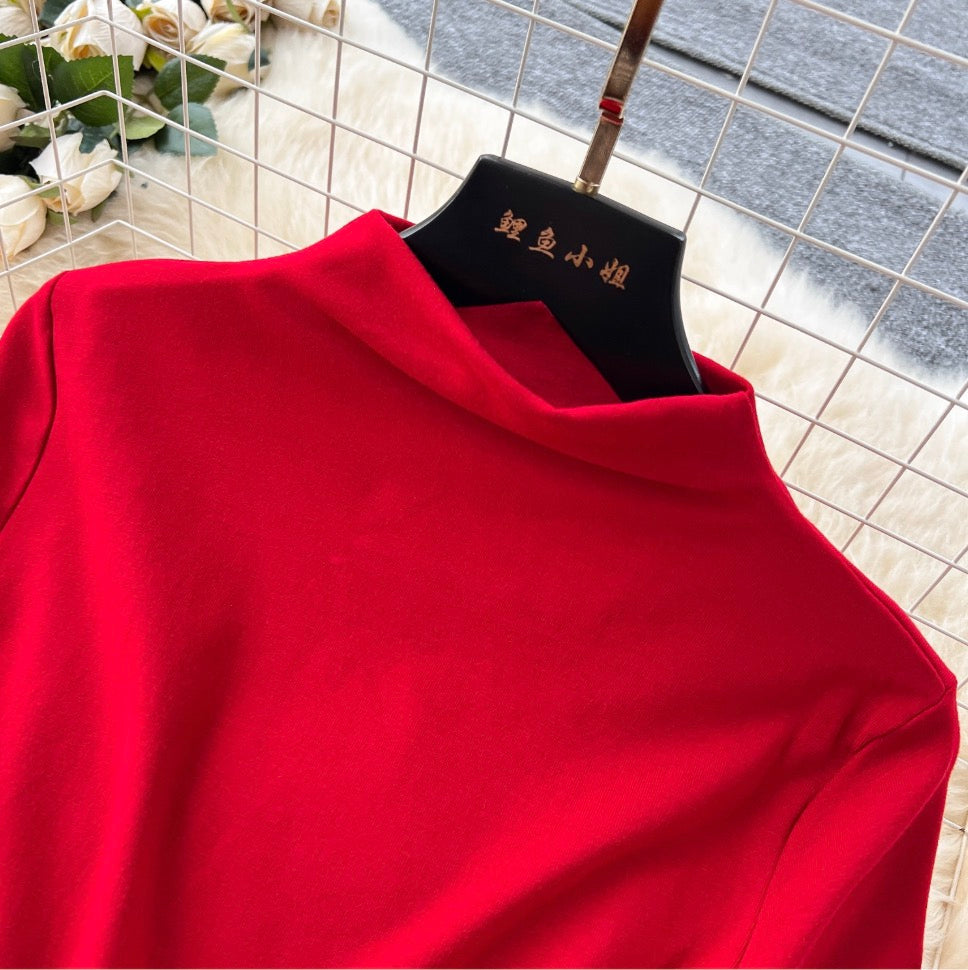 Stand Collar T-shirt & Trousers 2Pcs