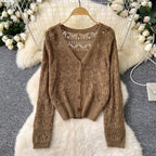 Crochet Cardigan & Vest & Trousers 3Pcs