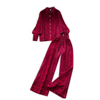 Vintage Hollowed Crochet Shirt & Trousers