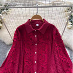 Vintage Hollowed Crochet Shirt & Trousers