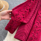 Vintage Hollowed Crochet Shirt & Trousers