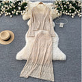 Crochet Knitwear & Half-body Skirt 2Pcs