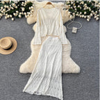 Crochet Knitwear & Half-body Skirt 2Pcs