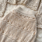Crochet Knitwear & Half-body Skirt 2Pcs