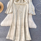 Courtly Lace-up Floral Fishtail Dress