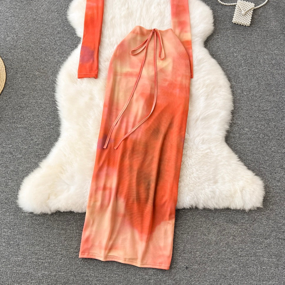 Tie-dye Print T-Shirt & Skirt 2Pcs