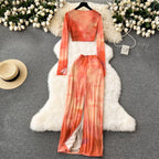 Tie-dye Print T-Shirt & Skirt 2Pcs