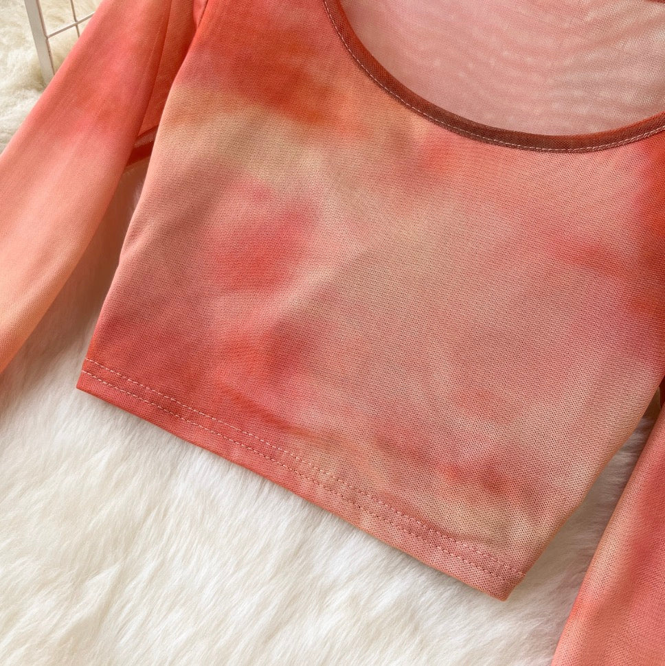Tie-dye Print T-Shirt & Skirt 2Pcs