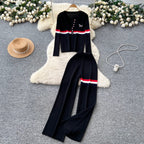 V-neck Cardigan & Trousers Knit 2Pcs
