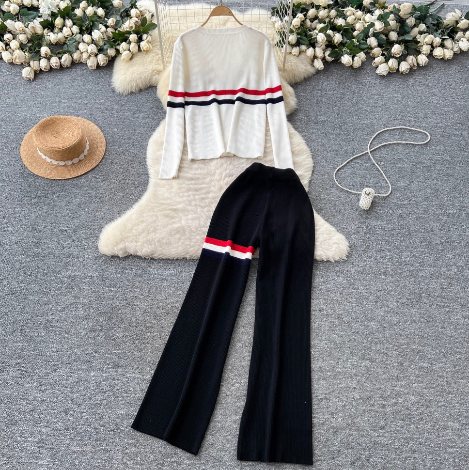 V-neck Cardigan & Trousers Knit 2Pcs