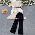 V-neck Cardigan & Trousers Knit 2Pcs