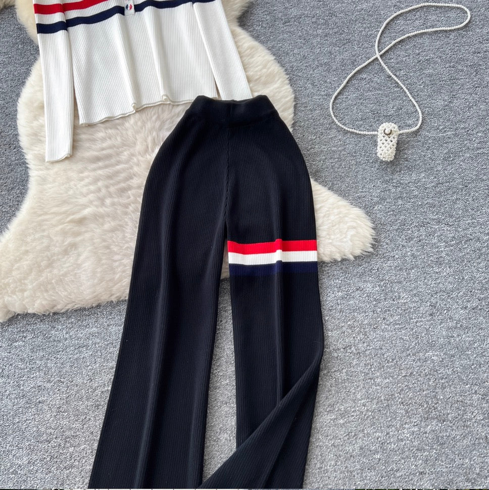 V-neck Cardigan & Trousers Knit 2Pcs