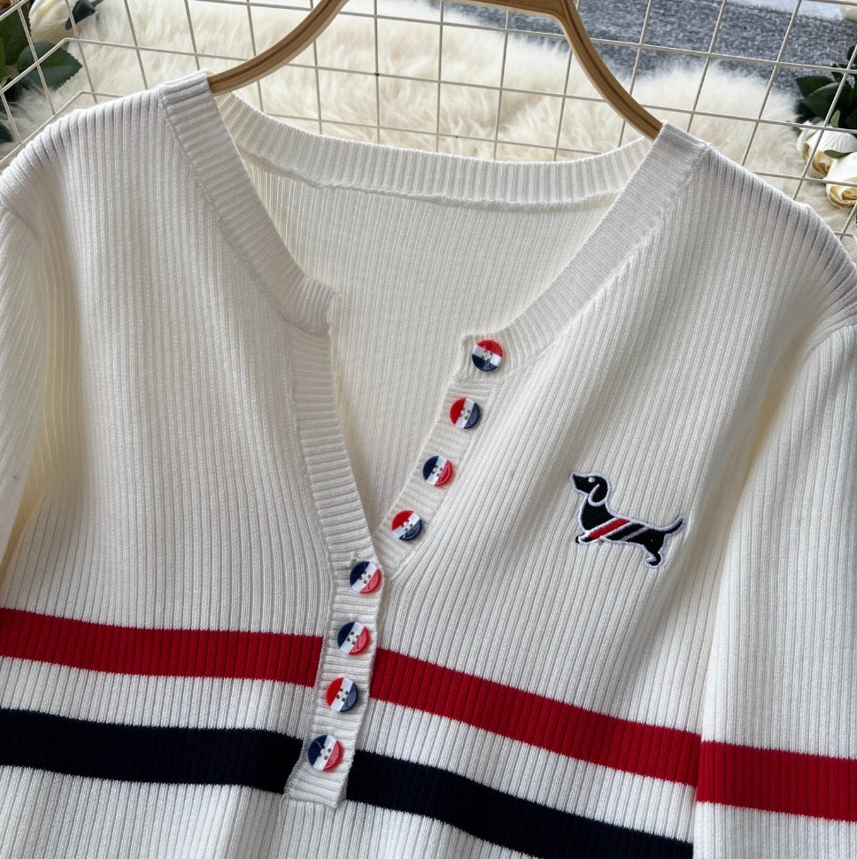 V-neck Cardigan & Trousers Knit 2Pcs